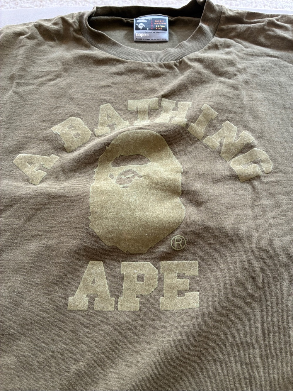 A Bathing Ape Olive Green Logo Short Sleeve Tee